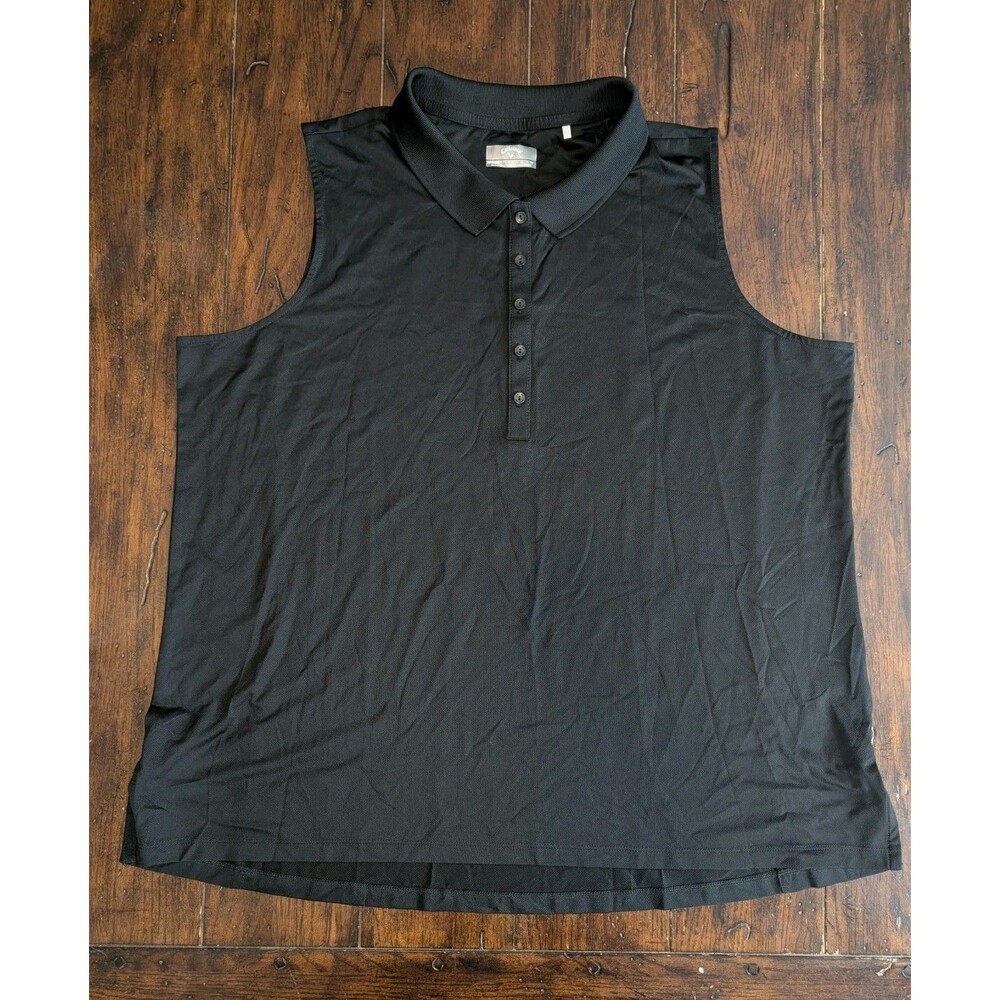 Callaway Women's Plus Size 1X Sleeveless Polo Vest Black Activewear Gorpcore